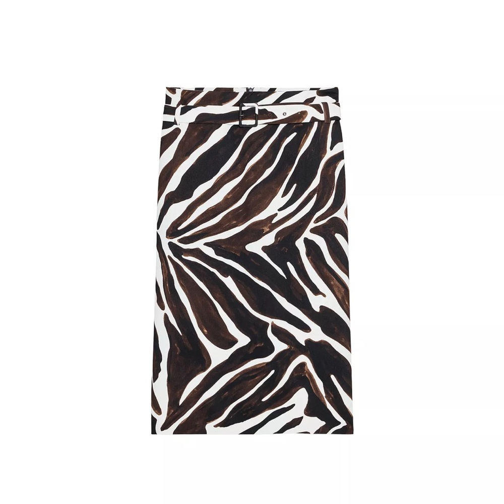 Zara Black and Brown Patterned Pencil Skirt